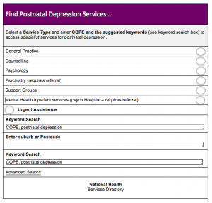 Getting Help for Postnatal Depression e-COPE Directory