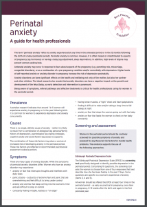 Factsheet for health professionals on perinatal anxiety