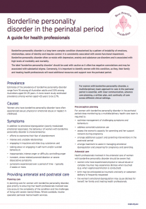 Factsheet for health professionals on perinatal borderline personality disorder