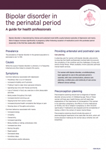 Factsheet for health professionals on bipolar disorder in the perinatal period