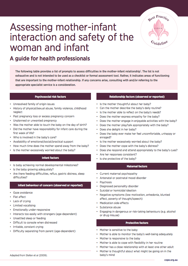 Perinatal Mental Health Fact Sheets - Mother-Infant Interaction