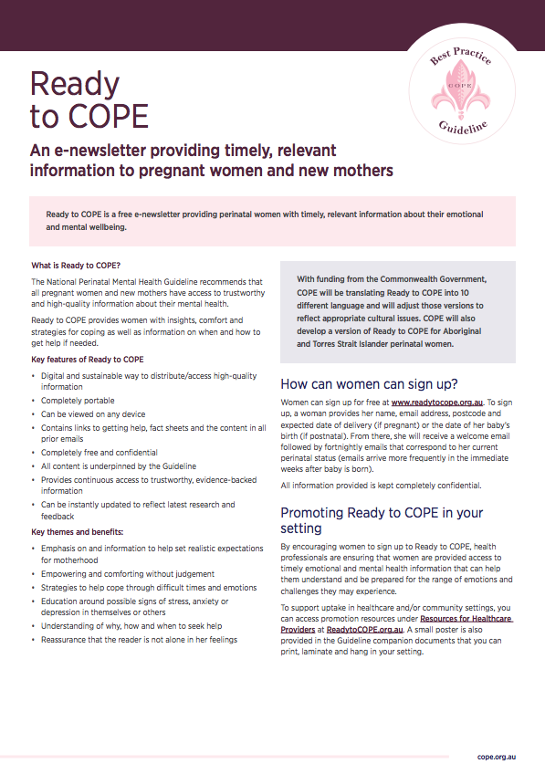 Factsheet on the Ready to COPE Guide